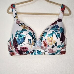 Cacique Floral Print lined bra 40DDD EUC
